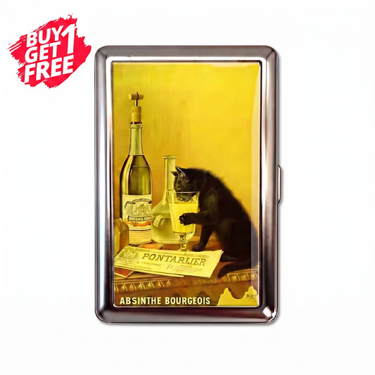 Drunk Cat Tin Cardholder Wallet