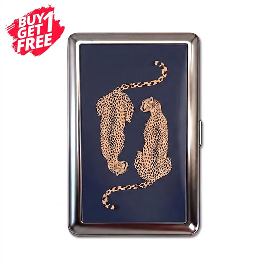 Leopard Twins Tin Cardholder Wallet